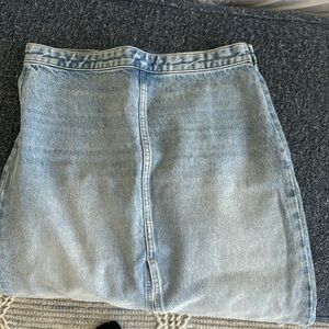 Khaite Women's Blue Fraser Front Split Denim Midi Skirt Wash Size 29
